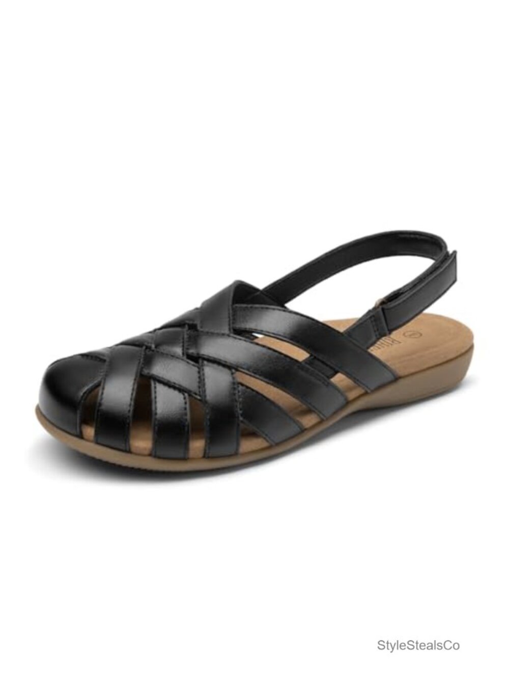 Closed Toe Sandals with Arch Support Adjustable Strap Fisherman Walking Sandal
